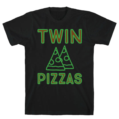 Twin Pizzas Parody White Print T-Shirt