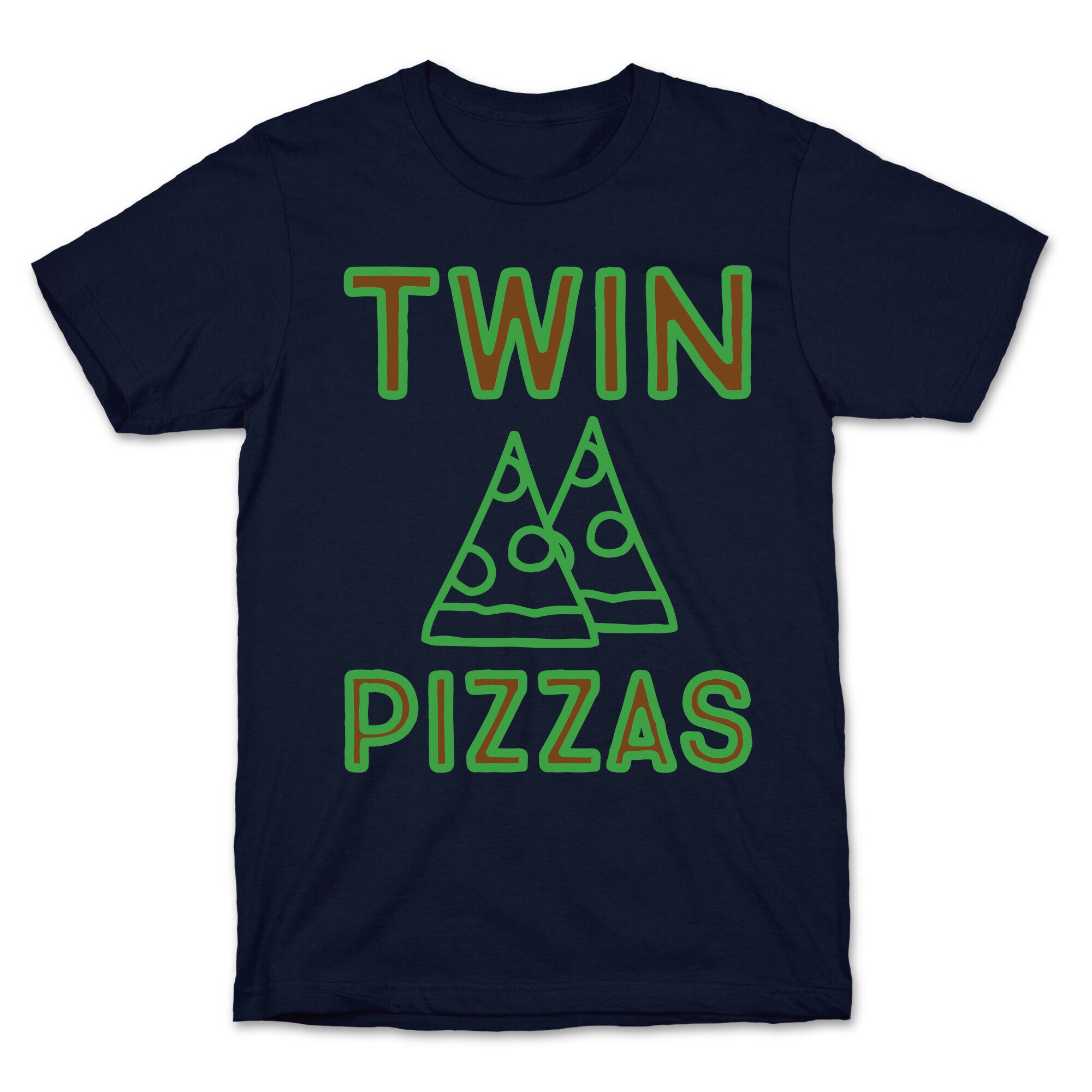 Twin Pizzas Parody White Print T-Shirt