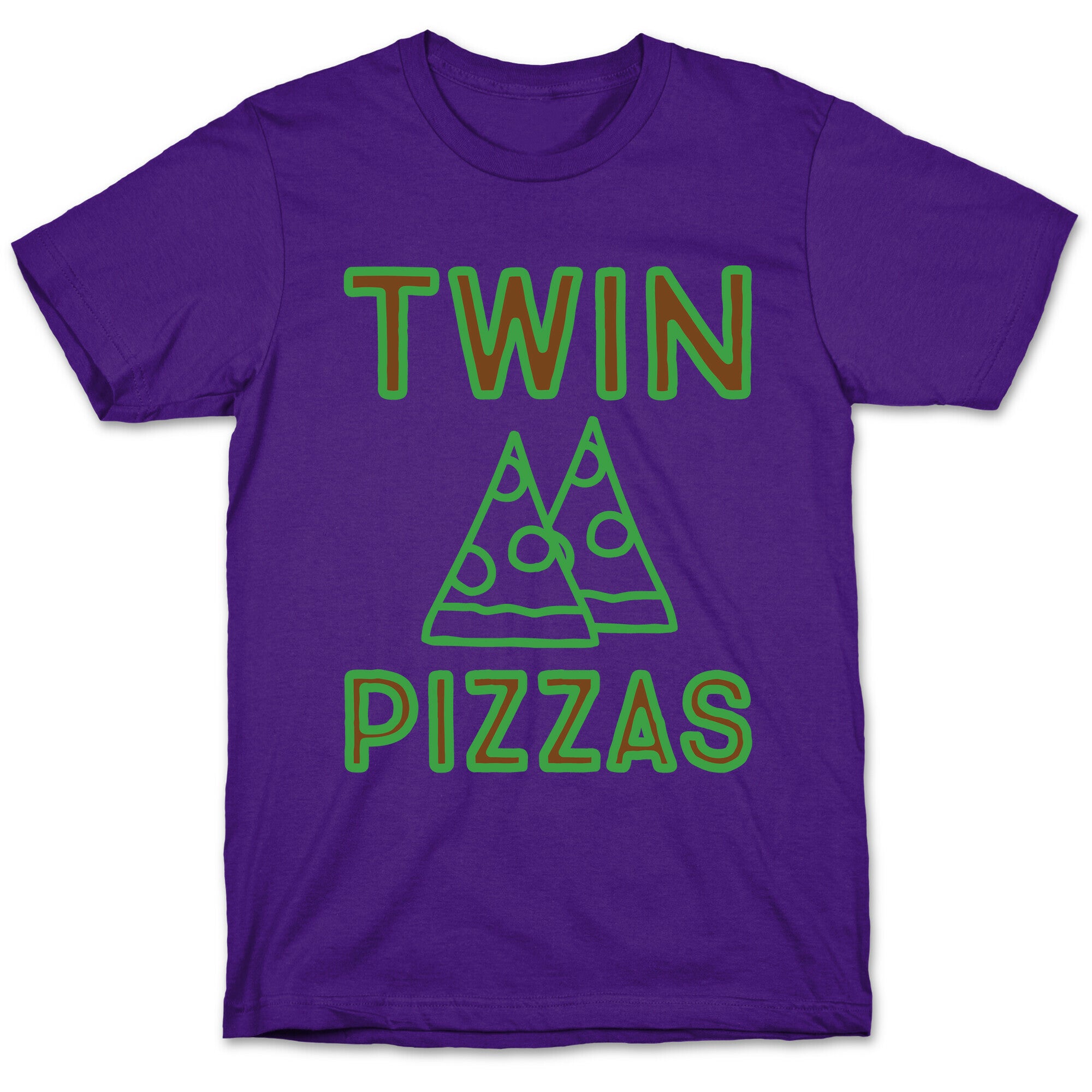Twin Pizzas Parody White Print T-Shirt