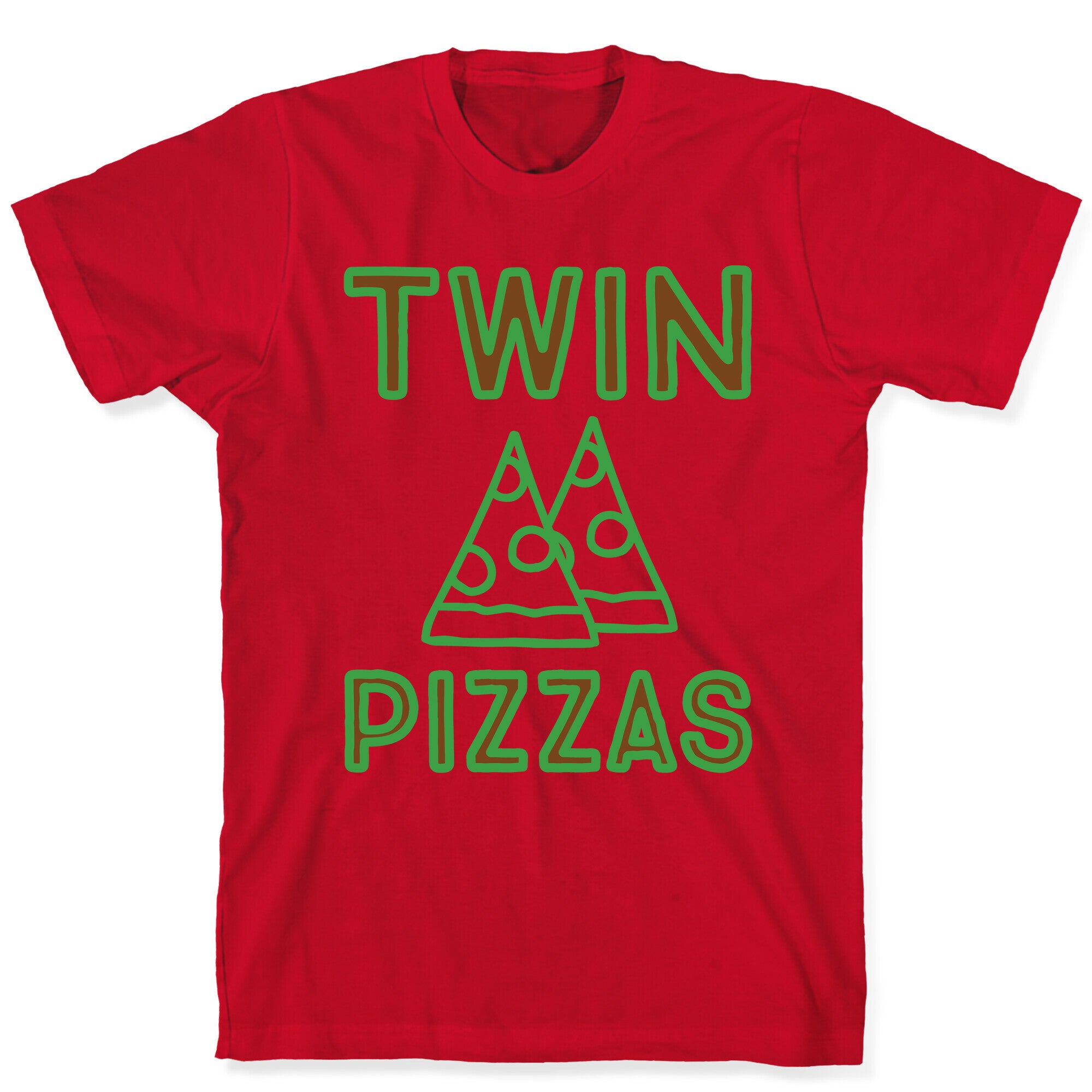 Twin Pizzas Parody White Print T-Shirt