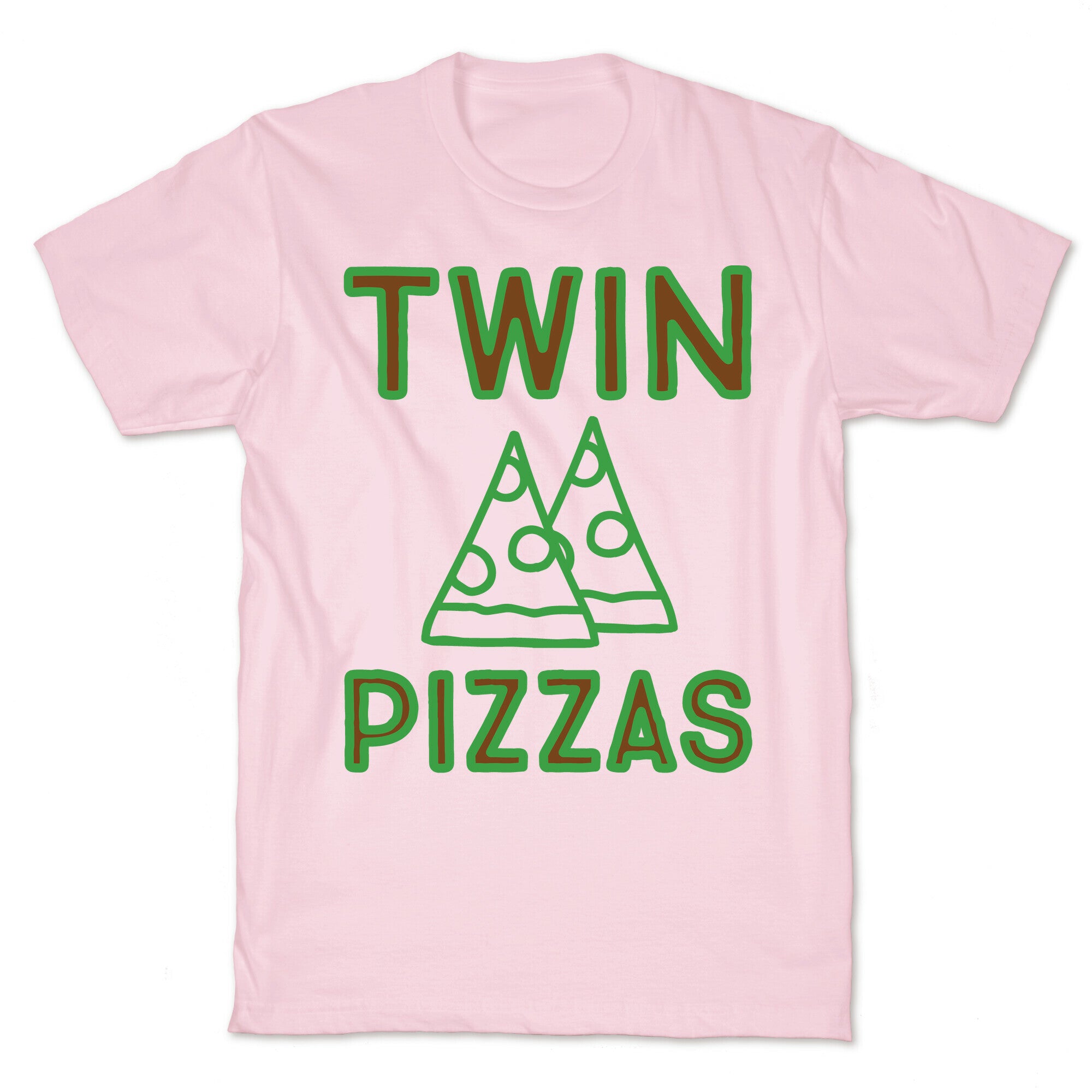 Twin Pizzas Parody White Print T-Shirt