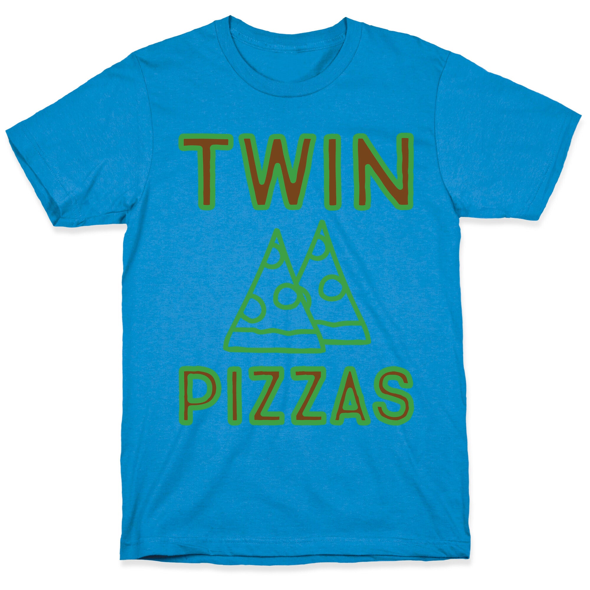 Twin Pizzas Parody White Print T-Shirt