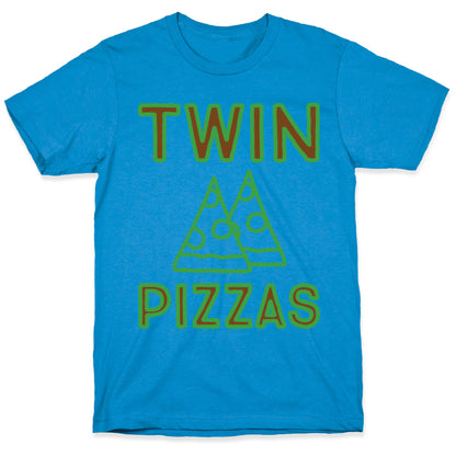 Twin Pizzas Parody White Print T-Shirt