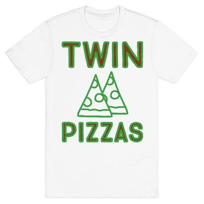 Twin Pizzas Parody White Print T-Shirt