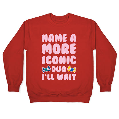 Name A More Iconic Due Sailor Neptune and Sailor Uranus White Print Crewneck Sweatshirt