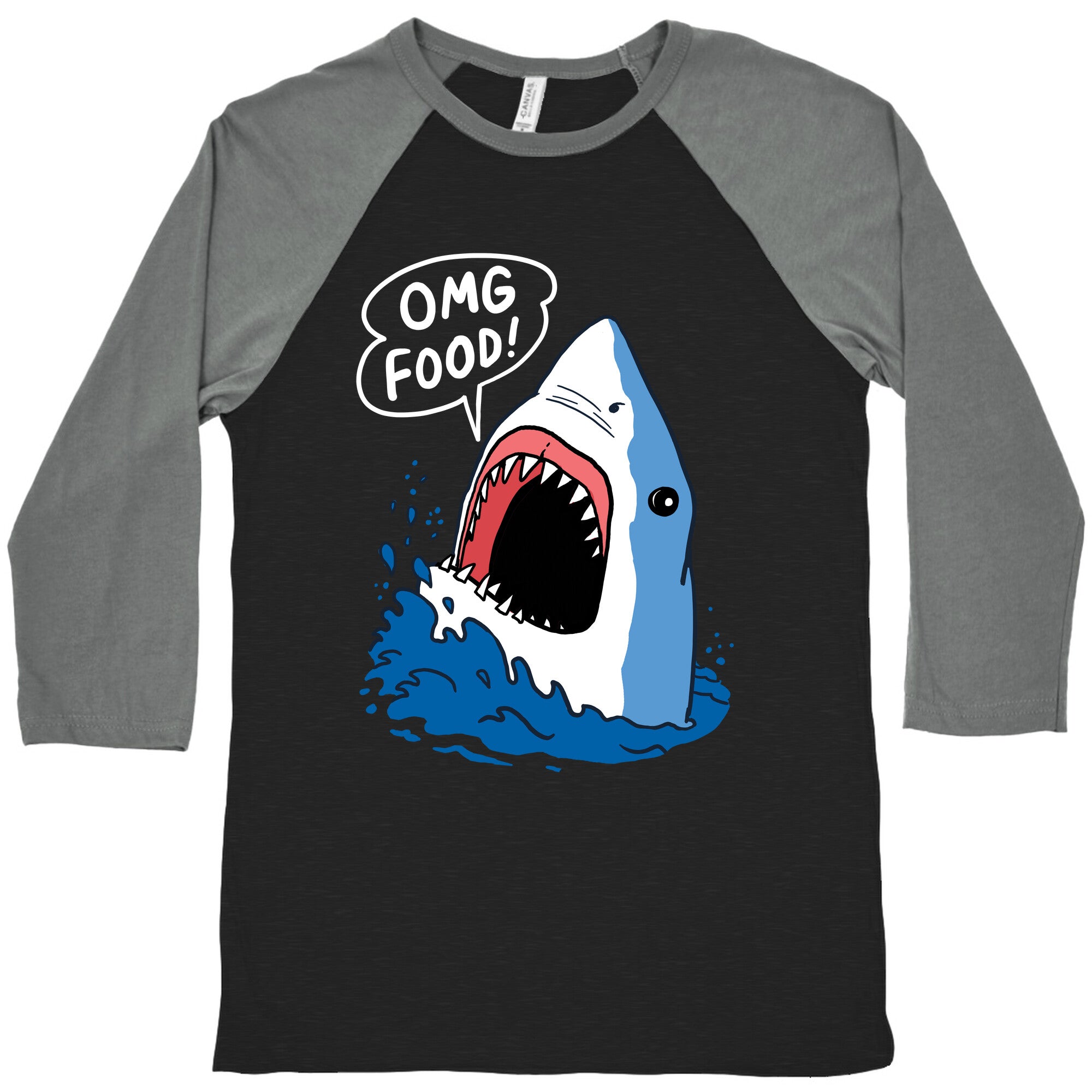 Omg Food Shark Baseball Tee