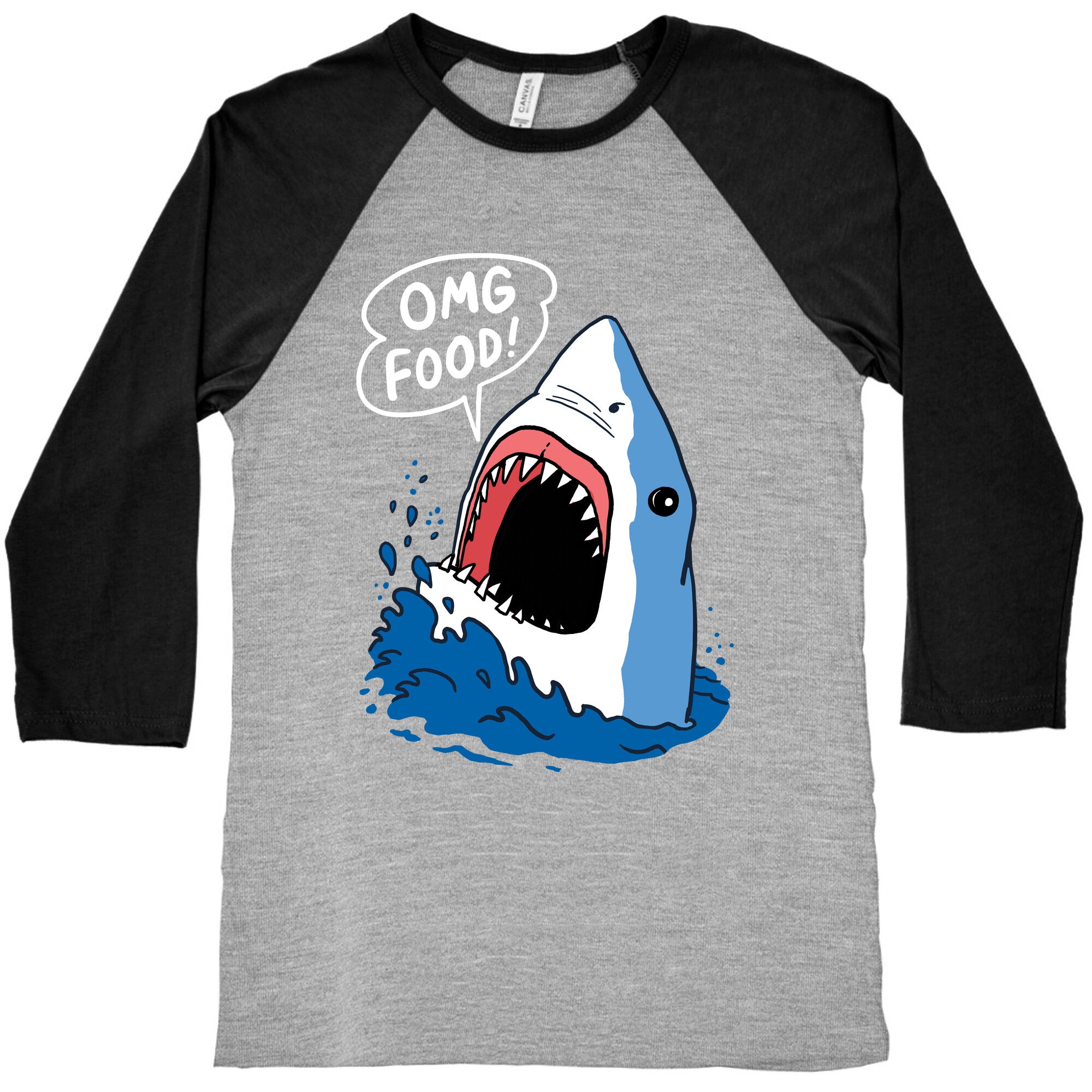 Omg Food Shark Baseball Tee