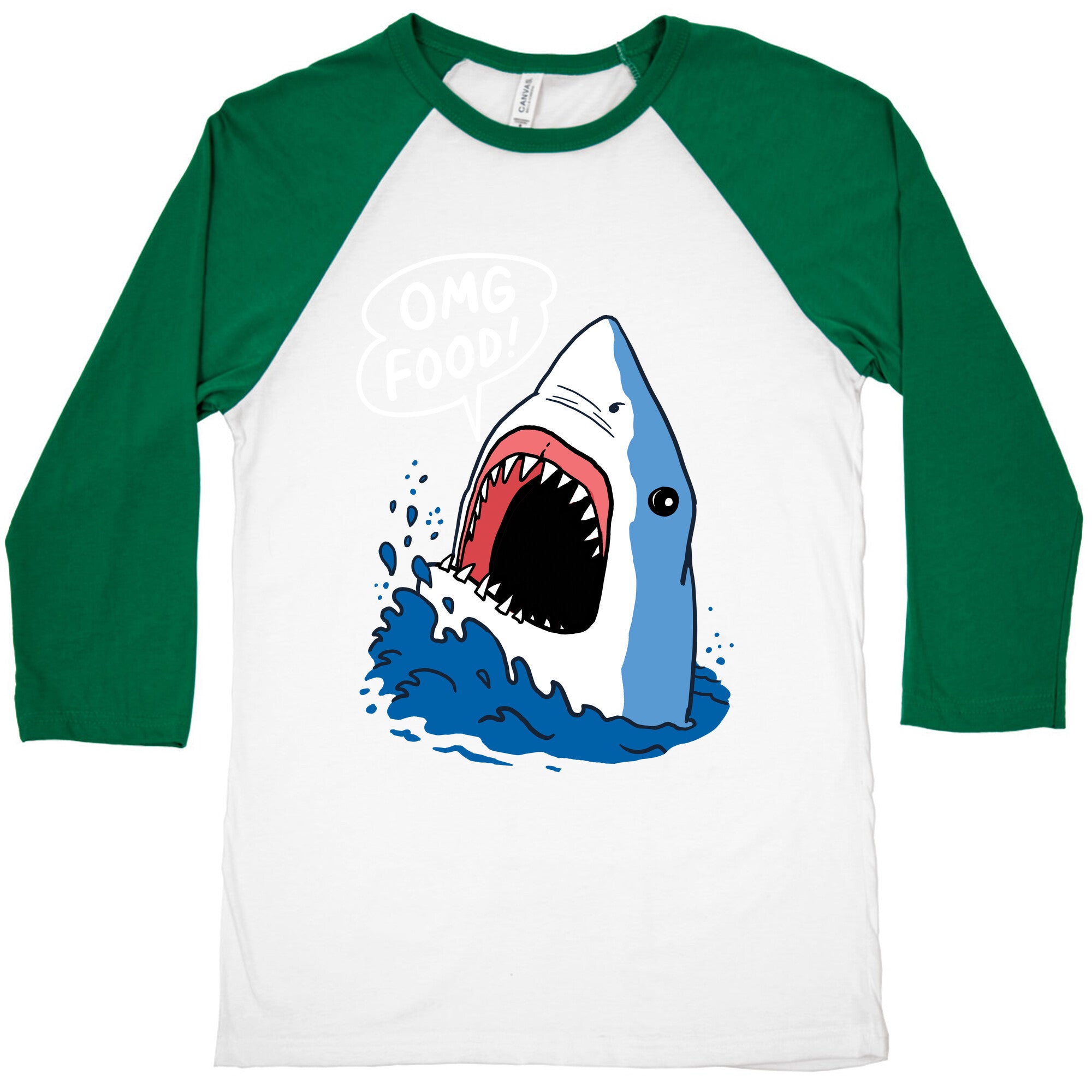 Omg Food Shark Baseball Tee