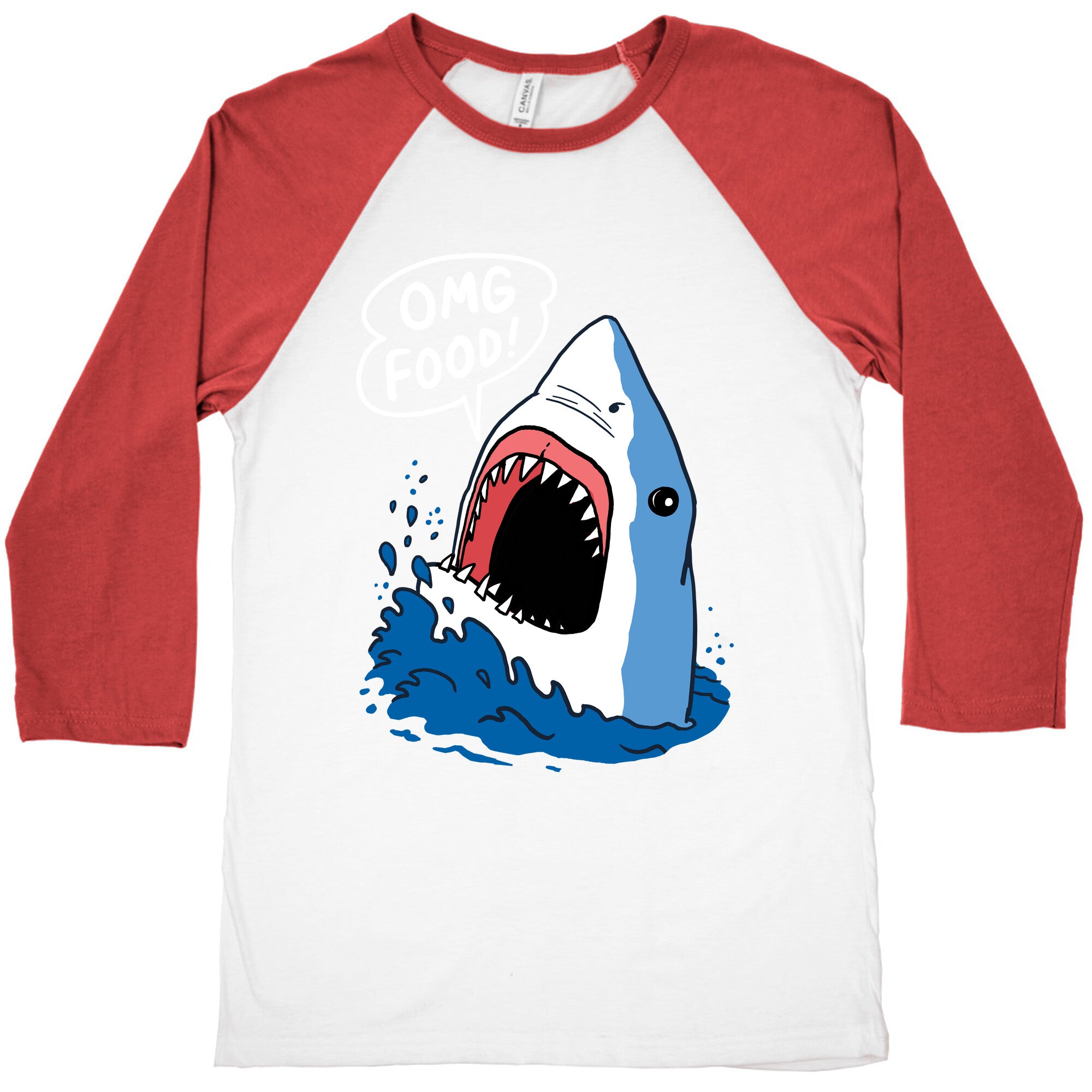 Omg Food Shark Baseball Tee