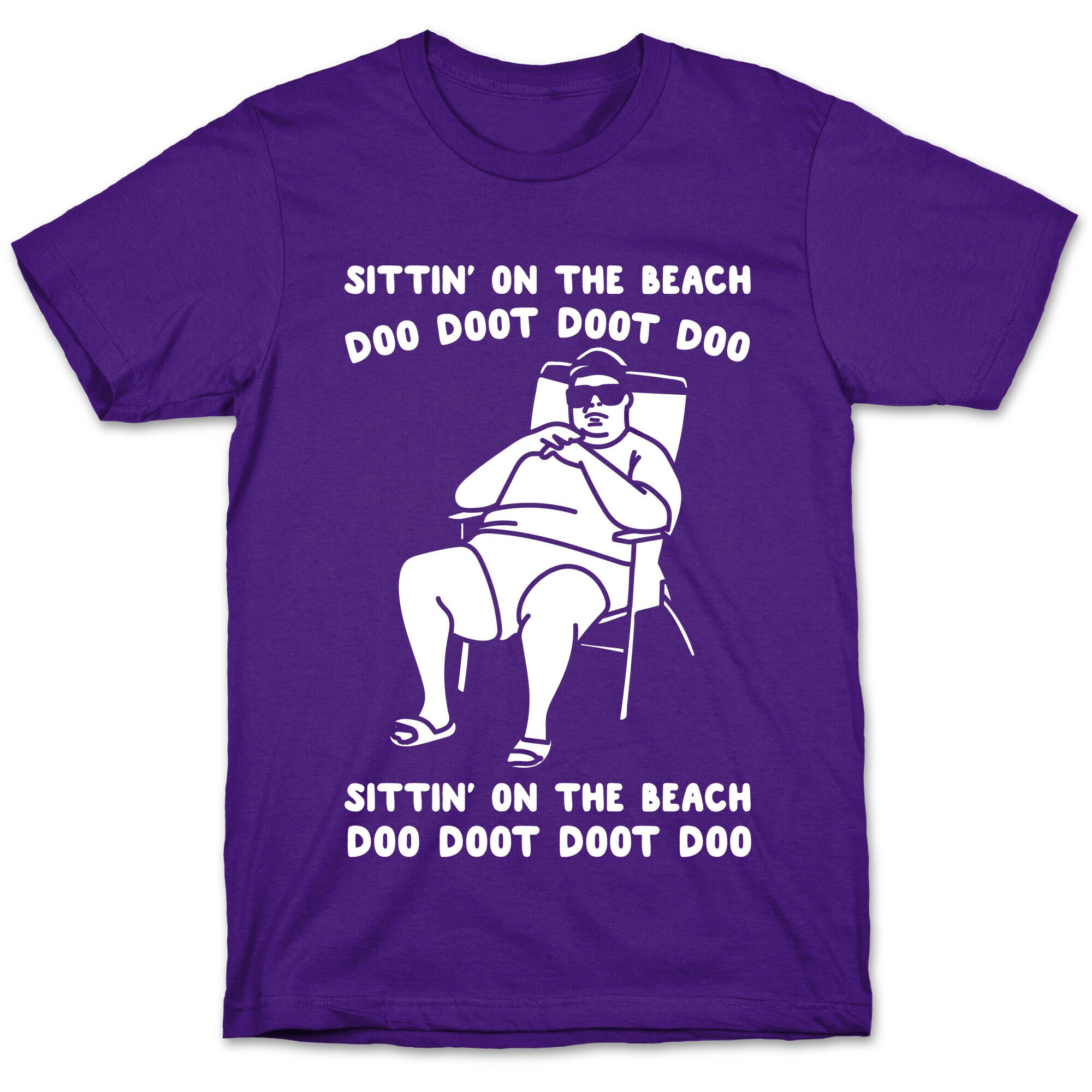 Sittin' On The Beach Chris Christie Parody White Print T-Shirt