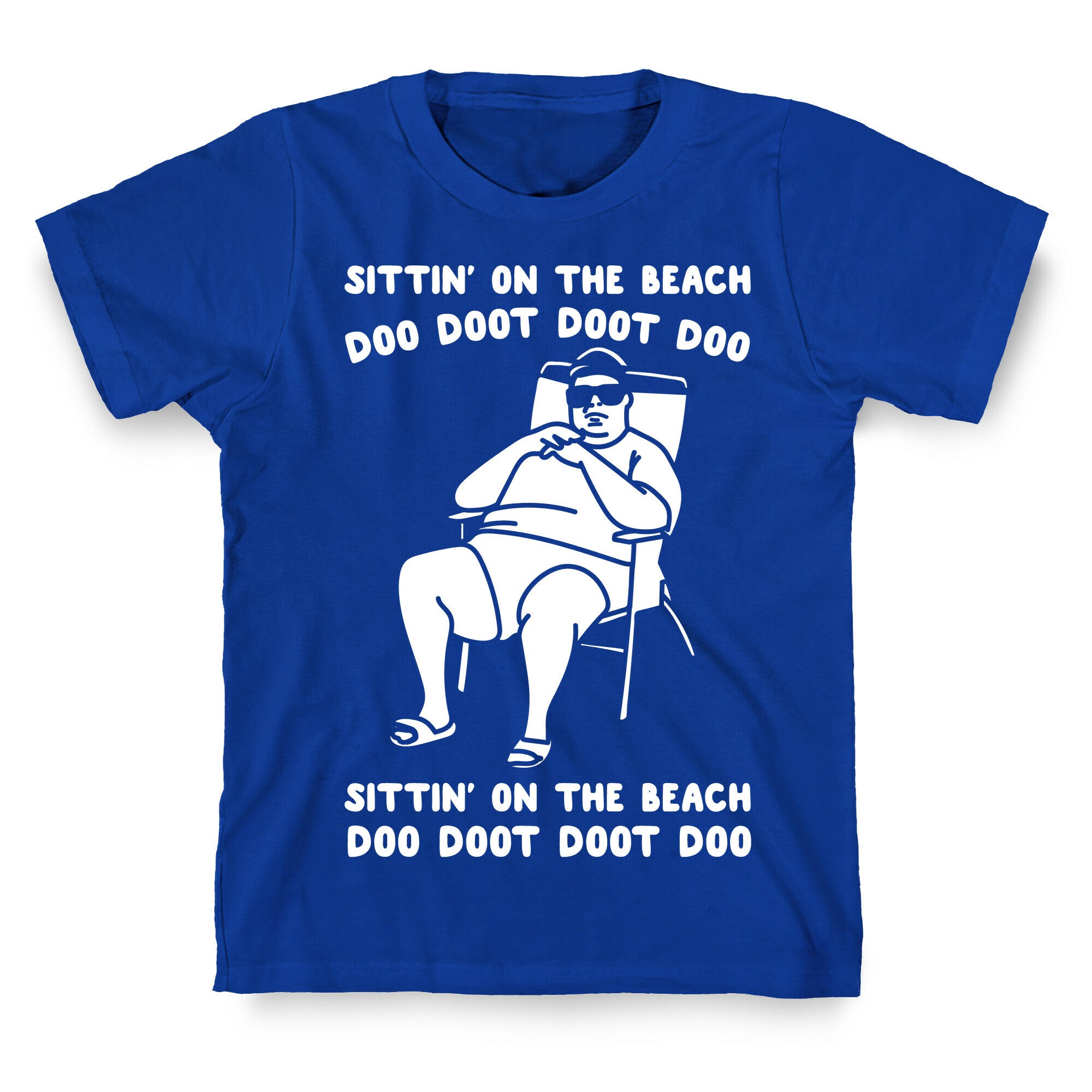 Sittin' On The Beach Chris Christie Parody White Print T-Shirt