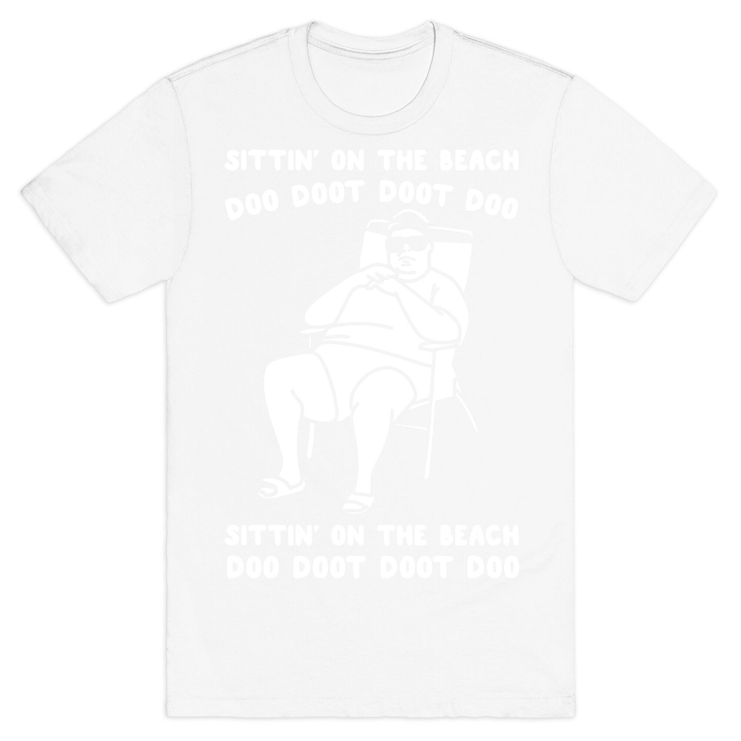 Sittin' On The Beach Chris Christie Parody White Print T-Shirt