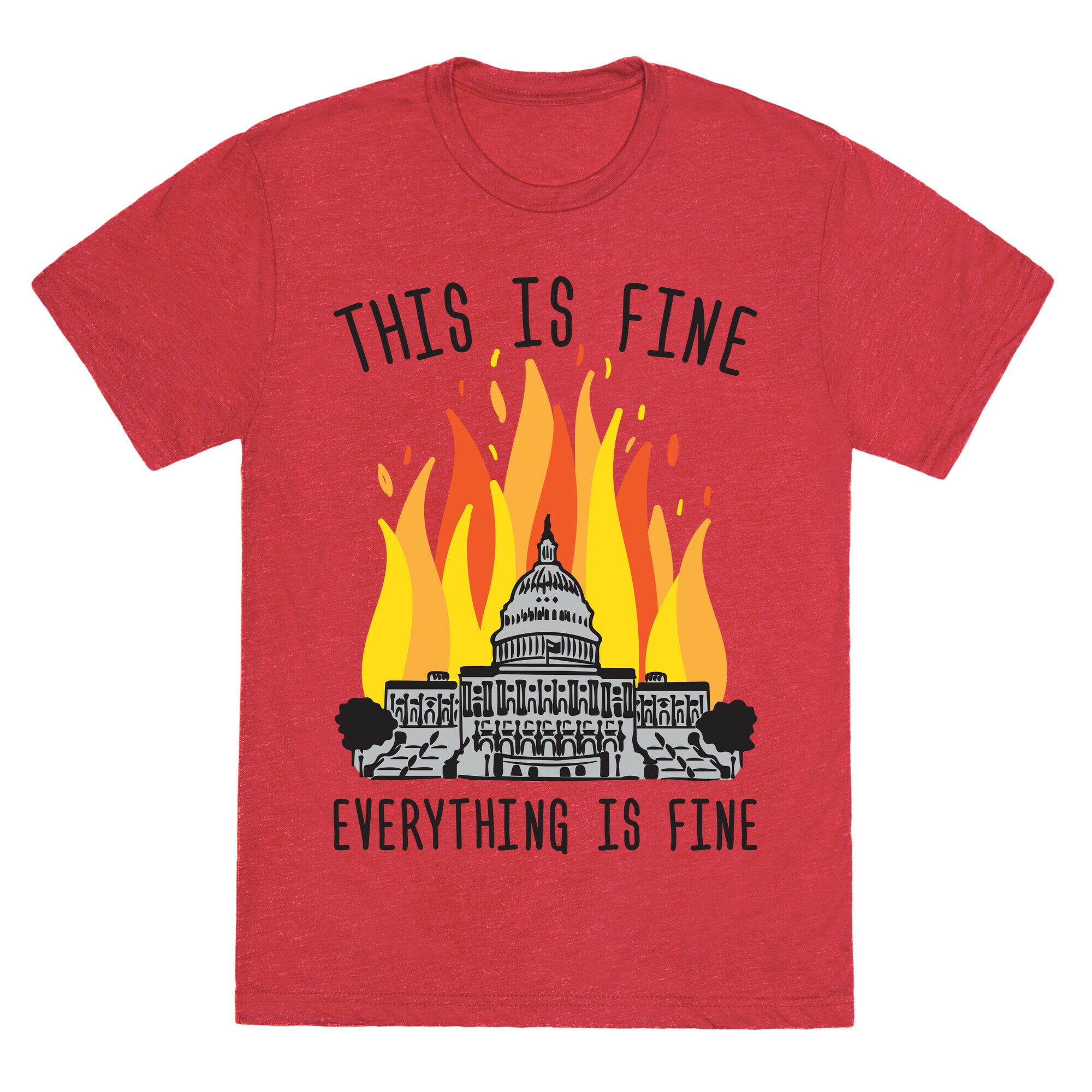 This Is Fine Everything Is Fine U.S. Capitol Unisex Triblend Tee