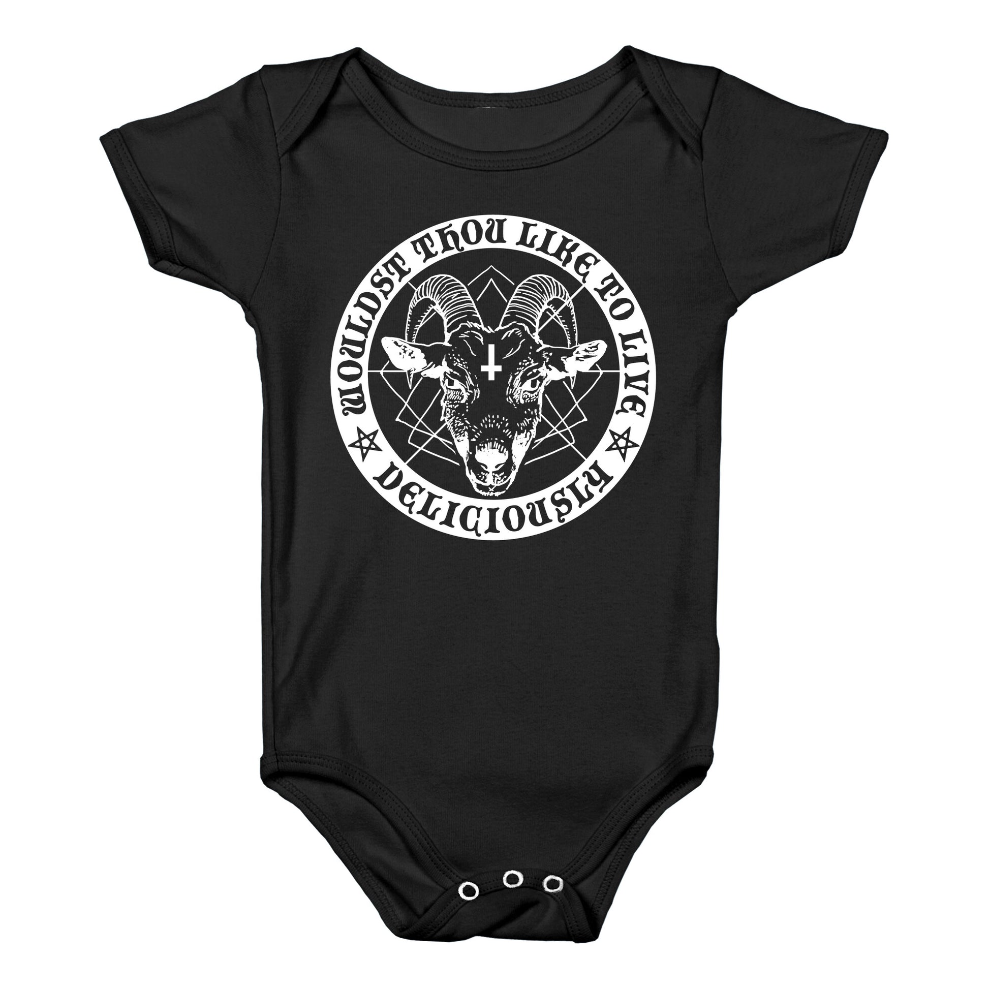 Black Philip: Wouldst Thou Like To Live Deliciously Baby One Piece