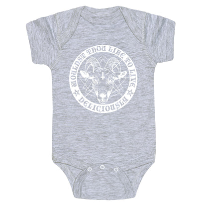 Black Philip: Wouldst Thou Like To Live Deliciously Baby One Piece