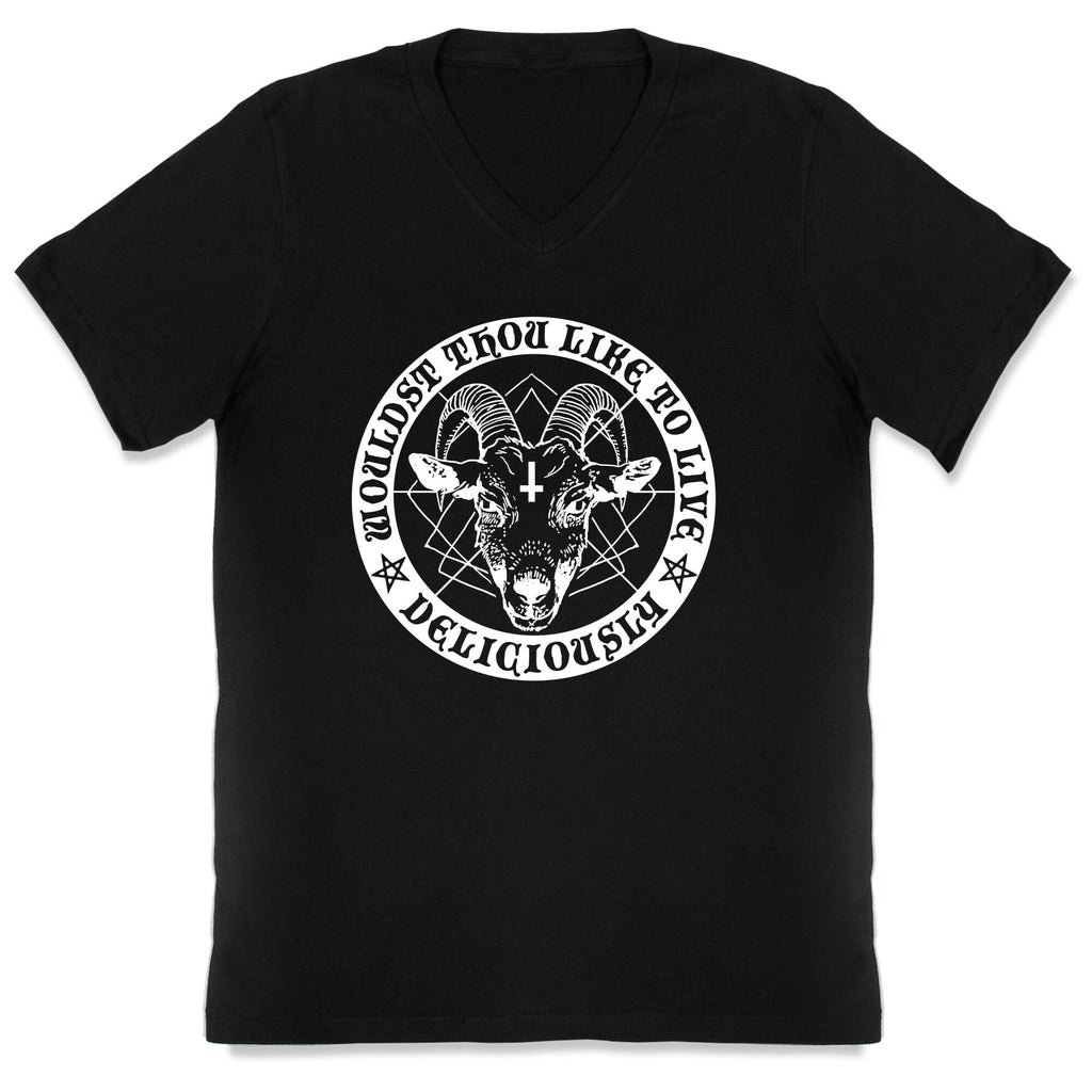 Black Philip: Wouldst Thou Like To Live Deliciously V-Neck