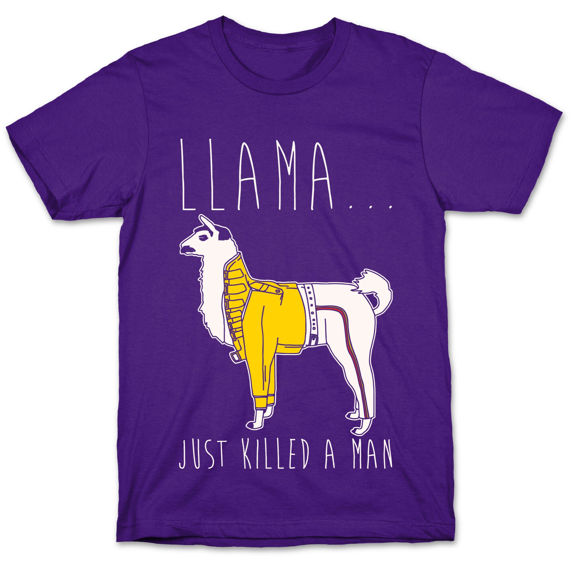 Llama Just Killed A Man Parody White Print T-Shirt