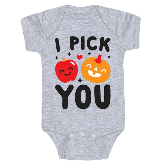 I Pick You Apple & Pumpkin Baby One Piece