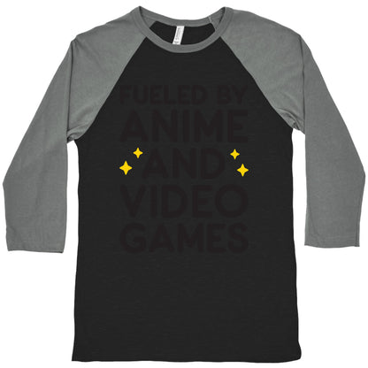 Fueled By Anime And Video Games Baseball Tee