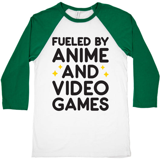 Fueled By Anime And Video Games Baseball Tee