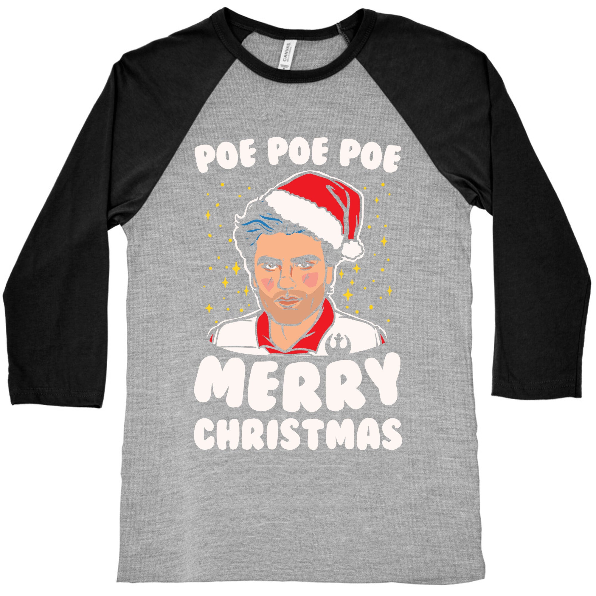 Poe Poe Poe Merry Christmas Parody White Print Baseball Tee