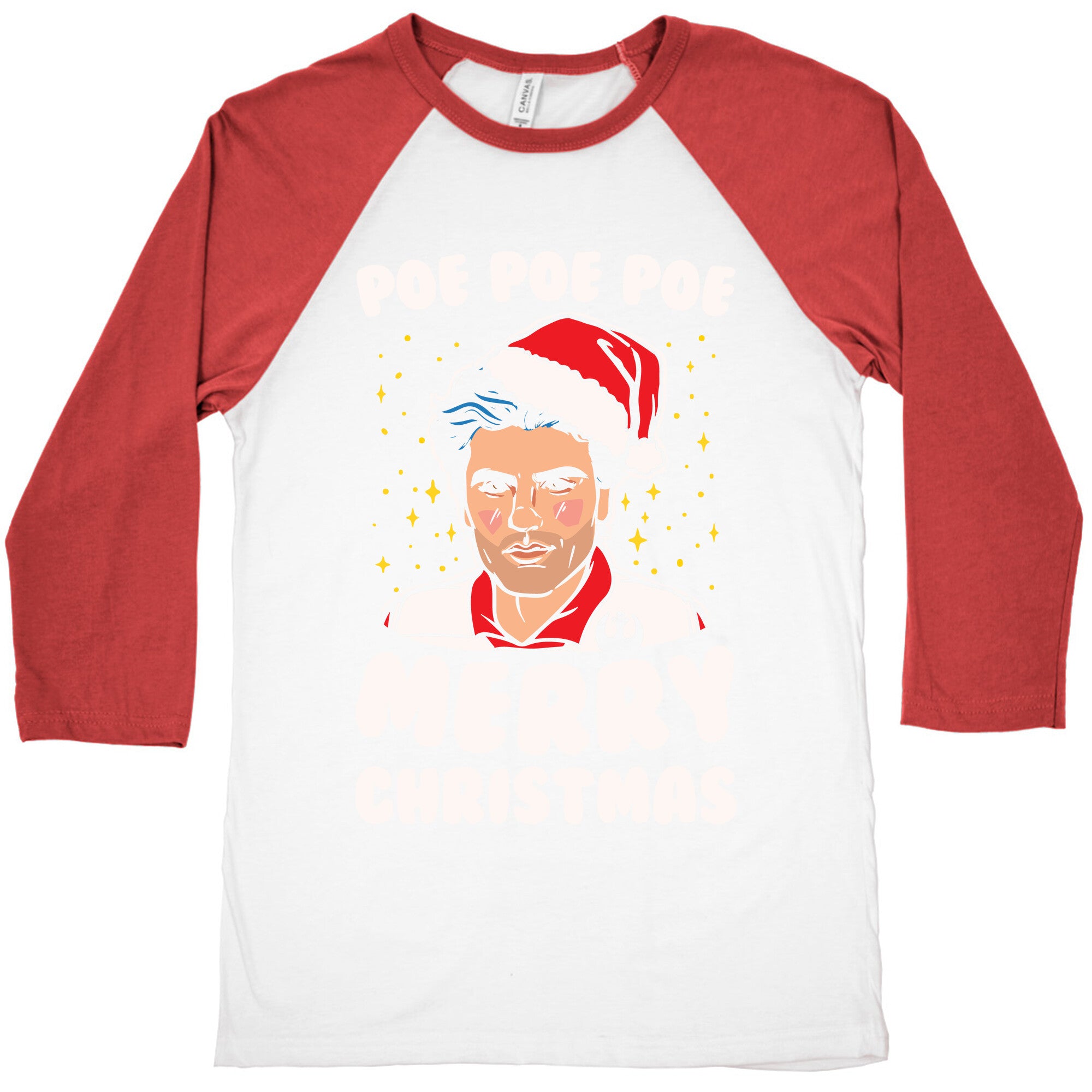 Poe Poe Poe Merry Christmas Parody White Print Baseball Tee