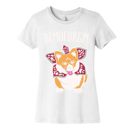 Democorgin Parody White Print Women's Cotton Tee