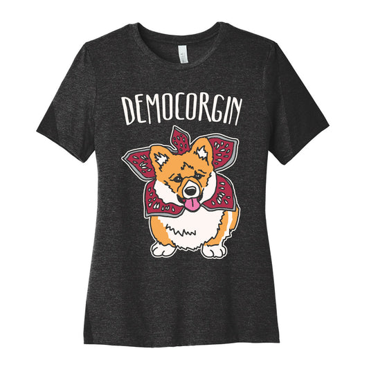 Democorgin Parody White Print Women's Cotton Tee