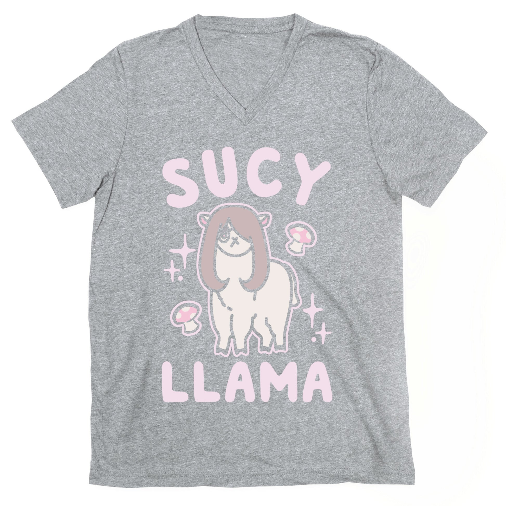Sucy Llama Parody White Print V-Neck