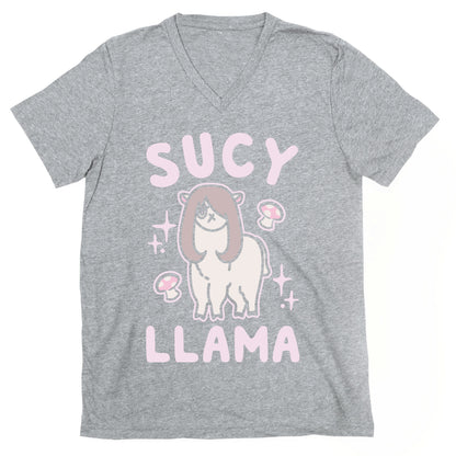 Sucy Llama Parody White Print V-Neck