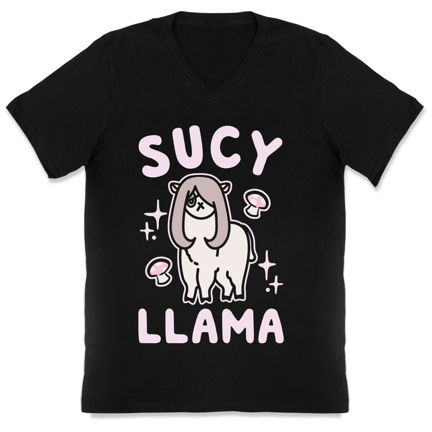 Sucy Llama Parody White Print V-Neck