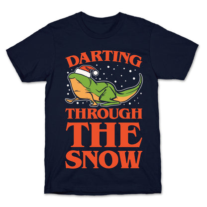 Darting Through The Snow Parody White Print T-Shirt