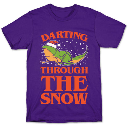 Darting Through The Snow Parody White Print T-Shirt