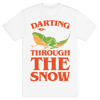 Darting Through The Snow Parody White Print T-Shirt