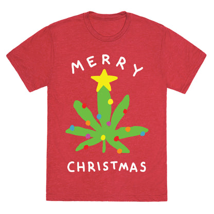 Merry Christmas Pot Leaf Unisex Triblend Tee
