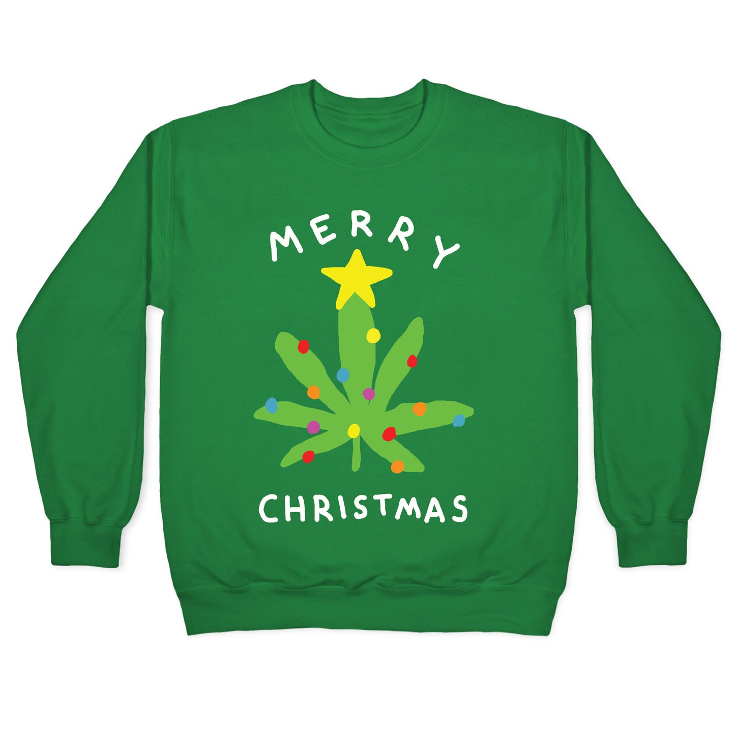 Merry Christmas Pot Leaf Crewneck Sweatshirt