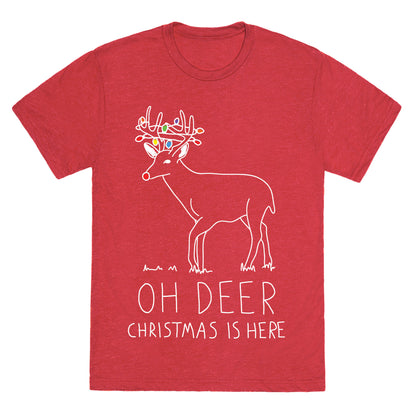 Oh Deer Christmas Is Here Unisex Triblend Tee