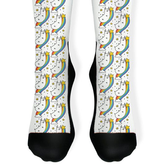 Llama On A Rainbow Socks