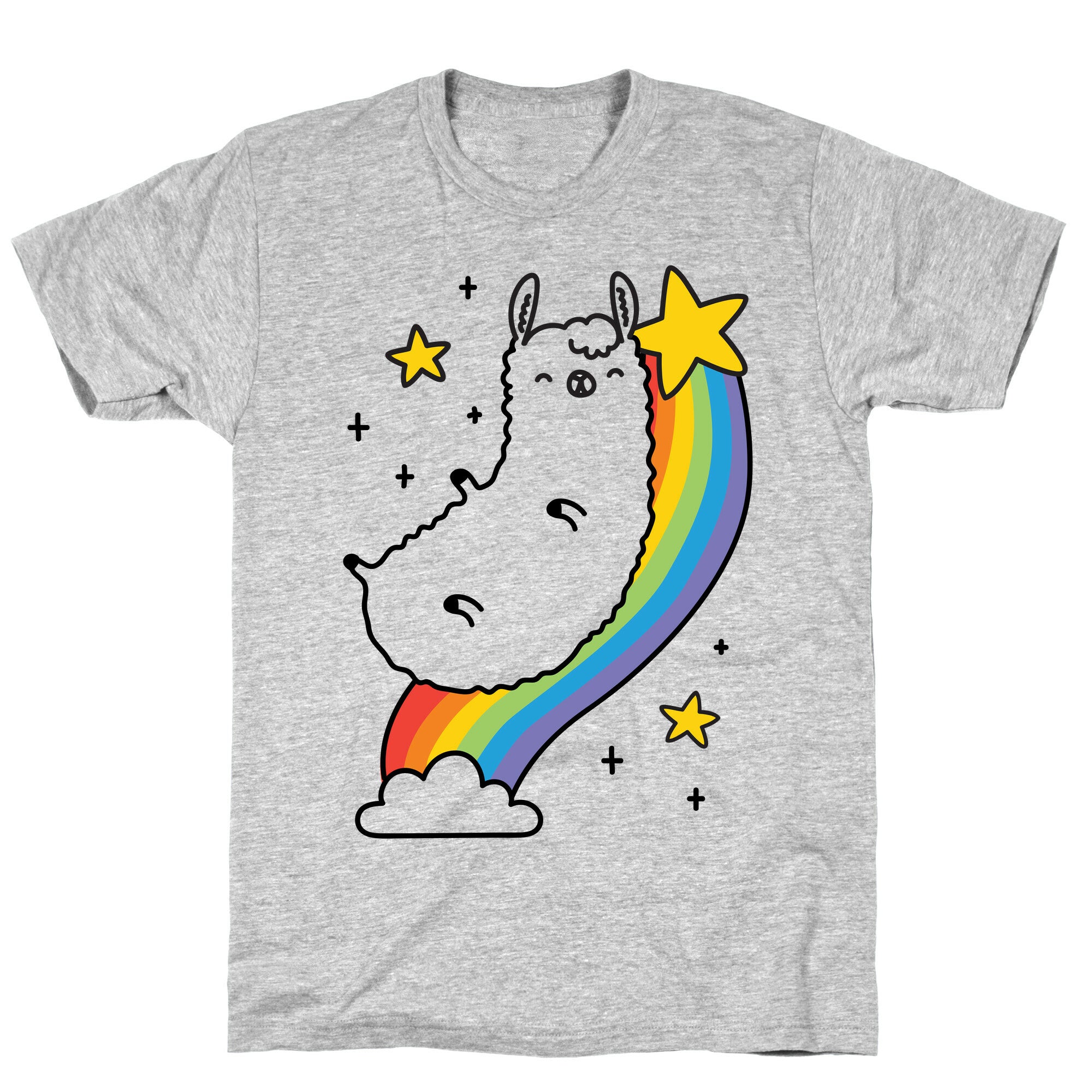 Llama On A Rainbow T-Shirt
