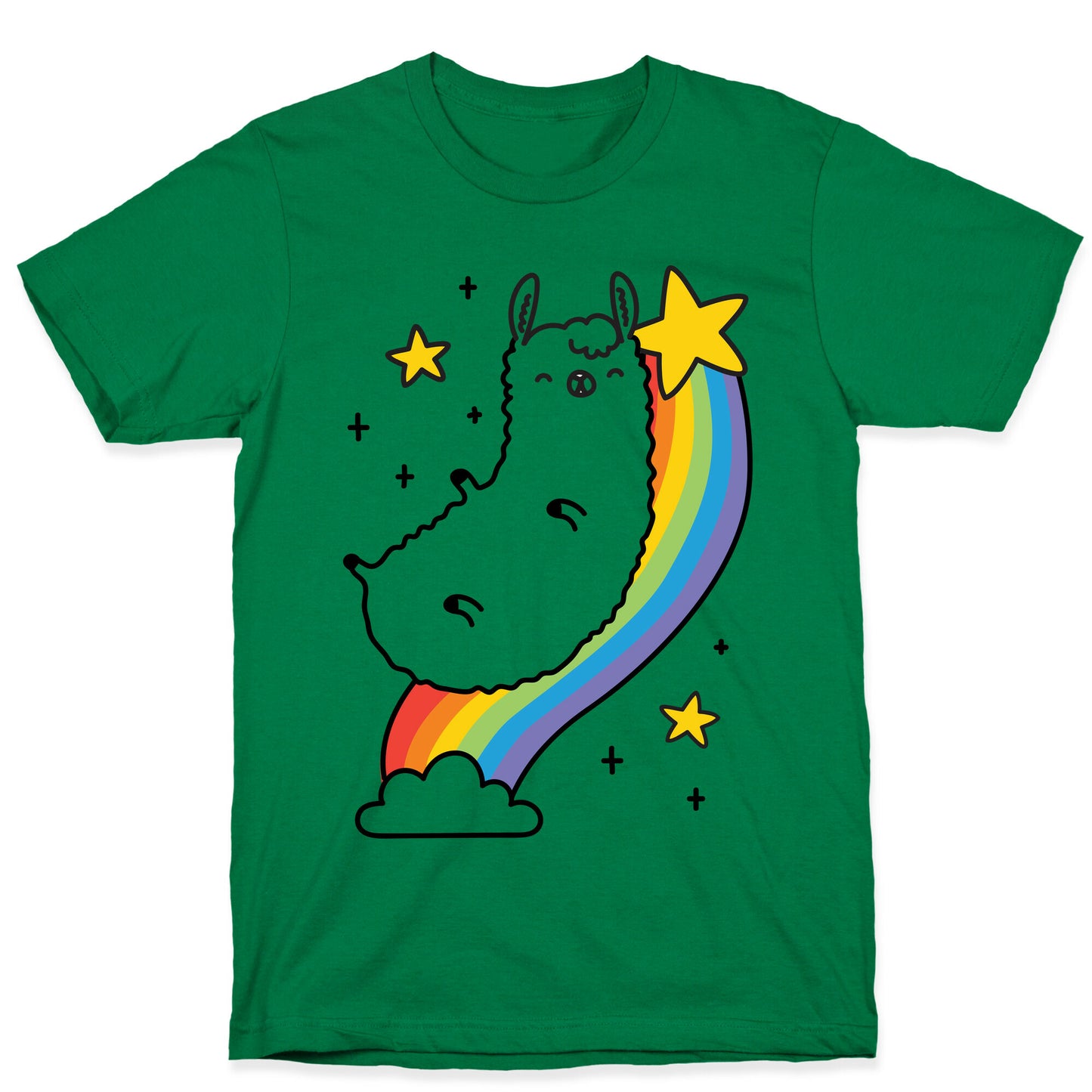 Llama On A Rainbow T-Shirt