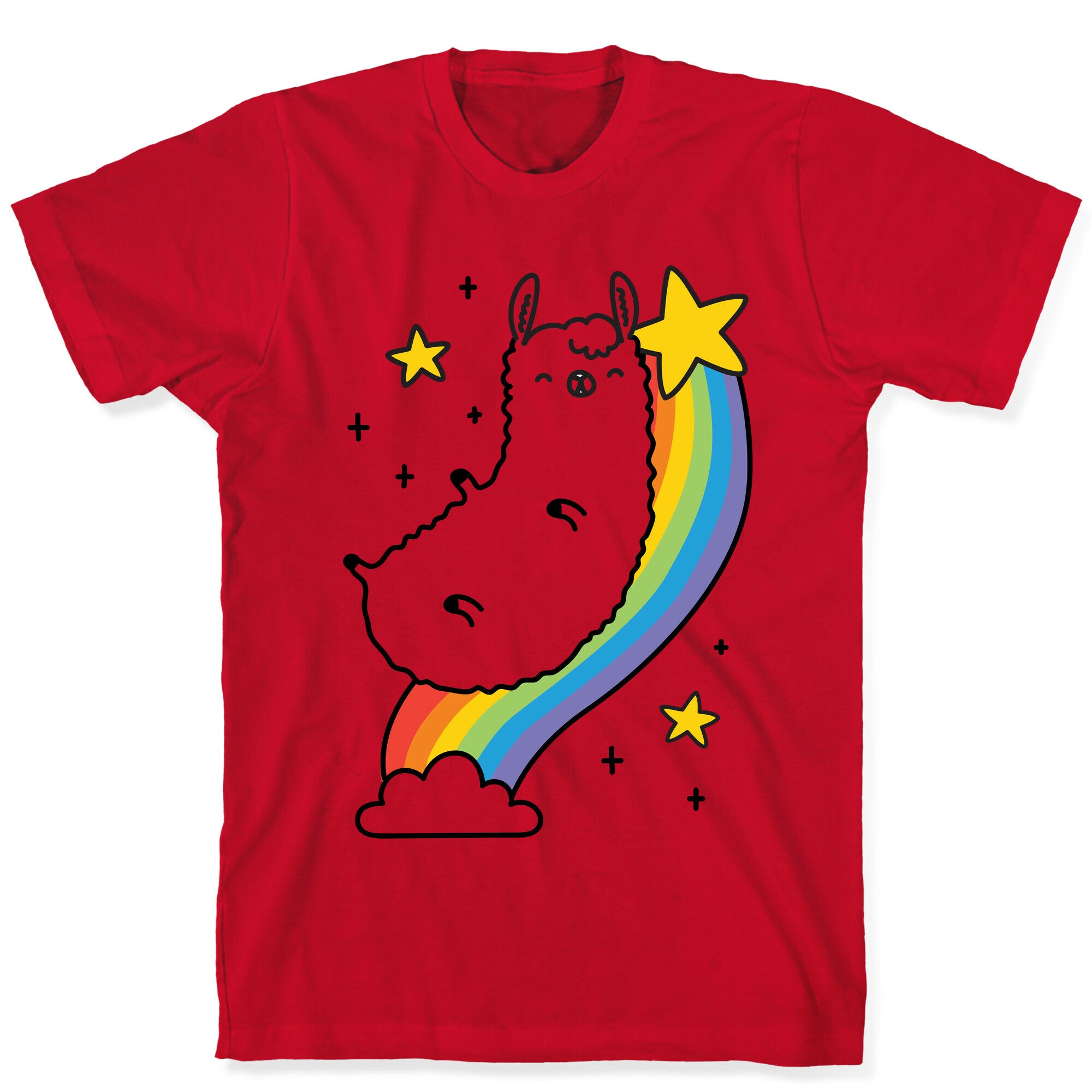 Llama On A Rainbow T-Shirt