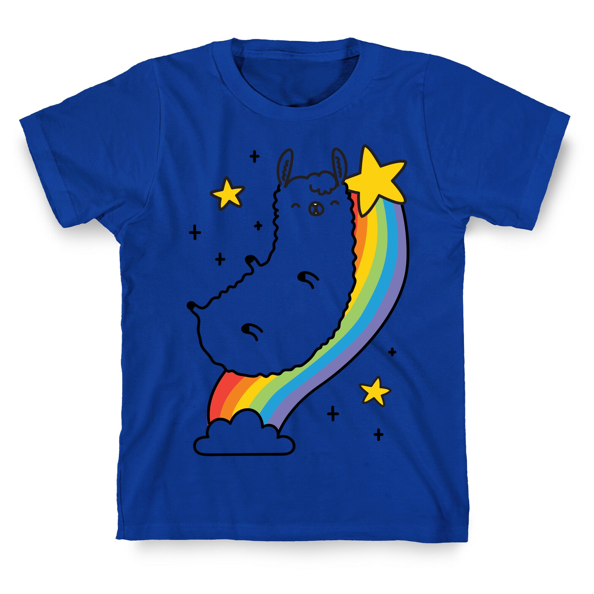 Llama On A Rainbow T-Shirt