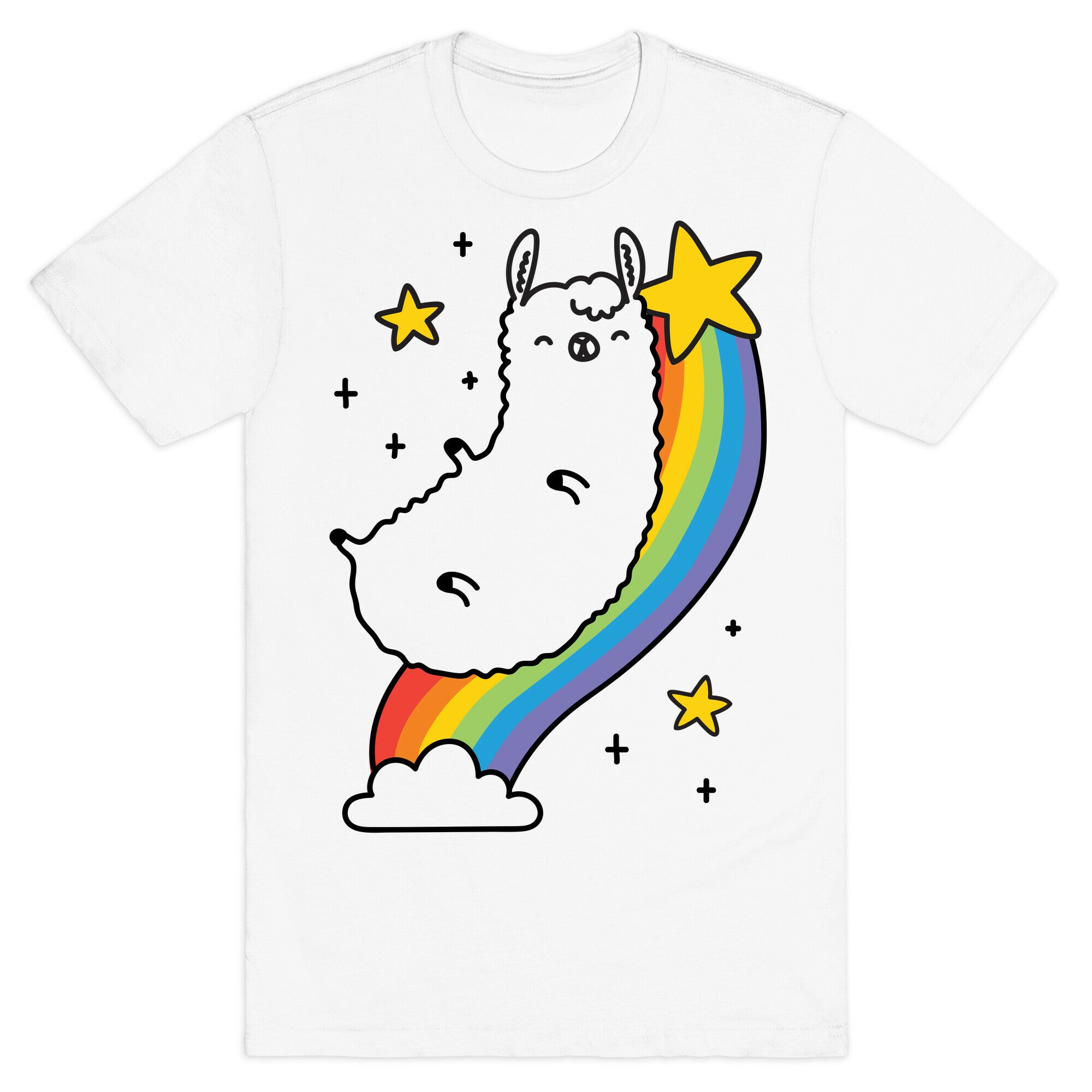 Llama On A Rainbow T-Shirt