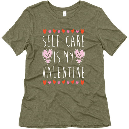 Self-Care Is My Valentine White Print Women's Triblend Tee