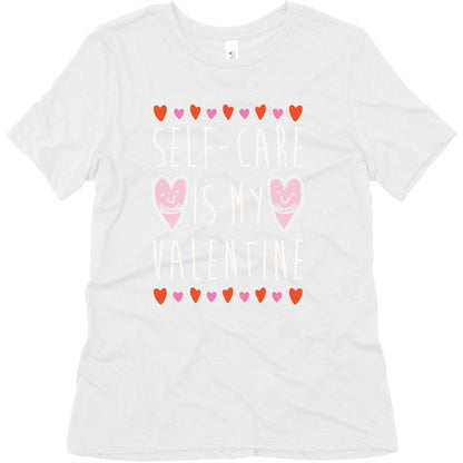 Self-Care Is My Valentine White Print Women's Triblend Tee
