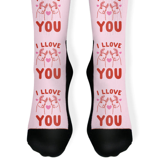 I LLove You LLama Valentine parody Socks