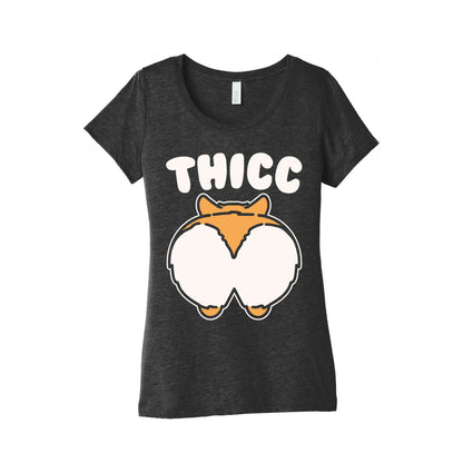 Thicc Corgi Butt Parody White Print Women's Triblend Tee