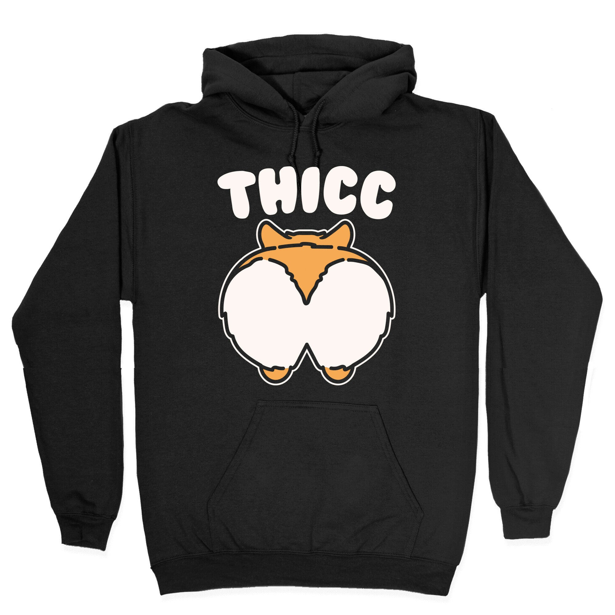 Thicc Corgi Butt Parody White Print Hoodie