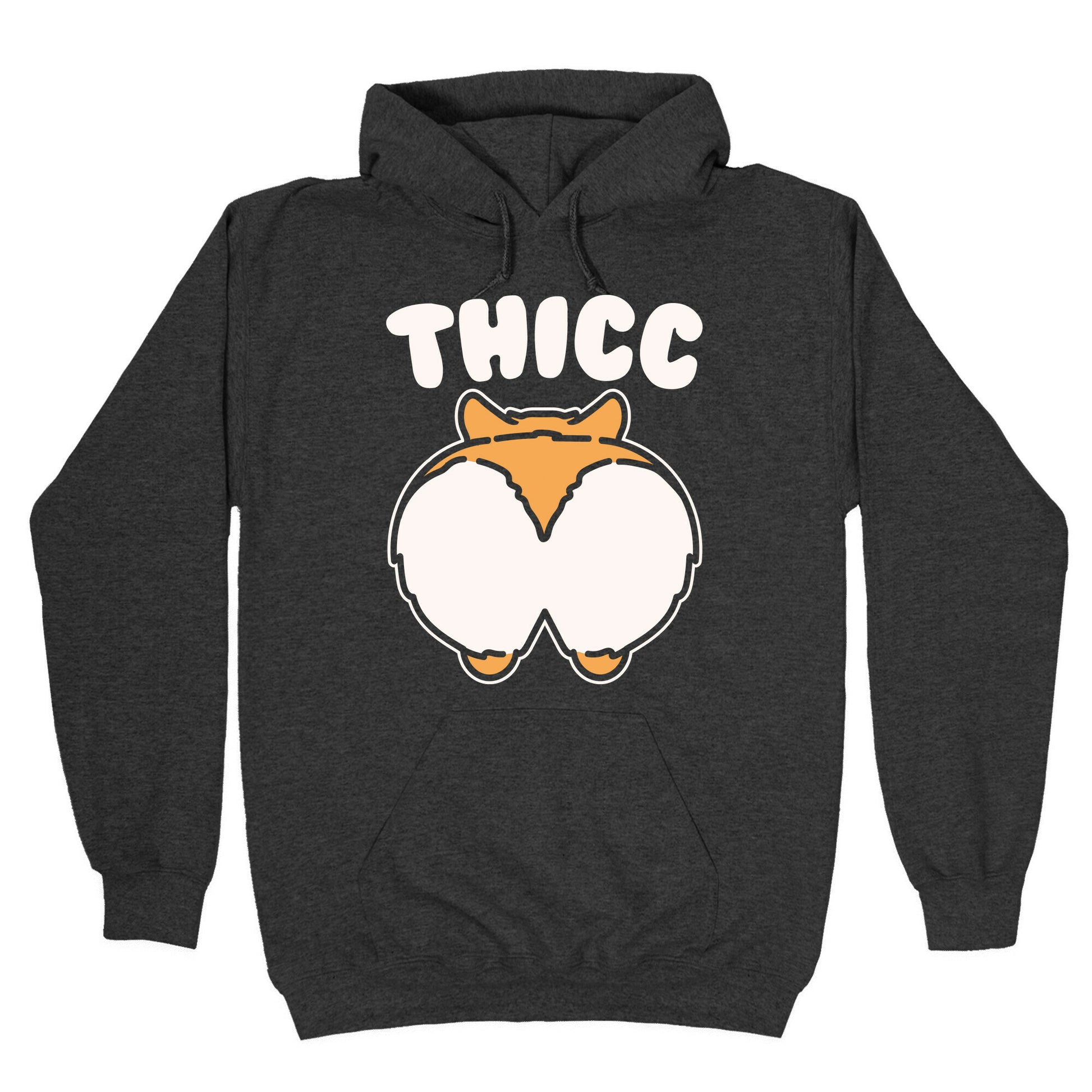 Thicc Corgi Butt Parody White Print Hoodie