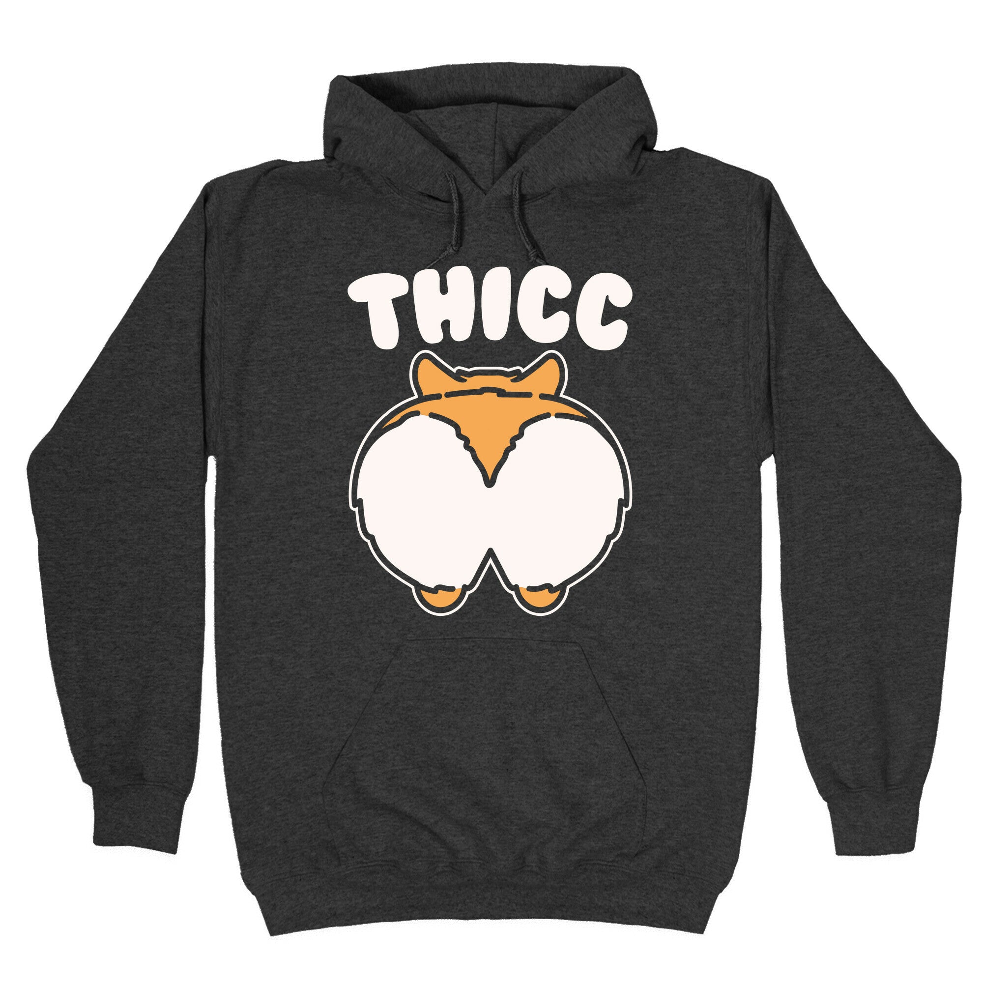 Thicc Corgi Butt Parody White Print Hoodie